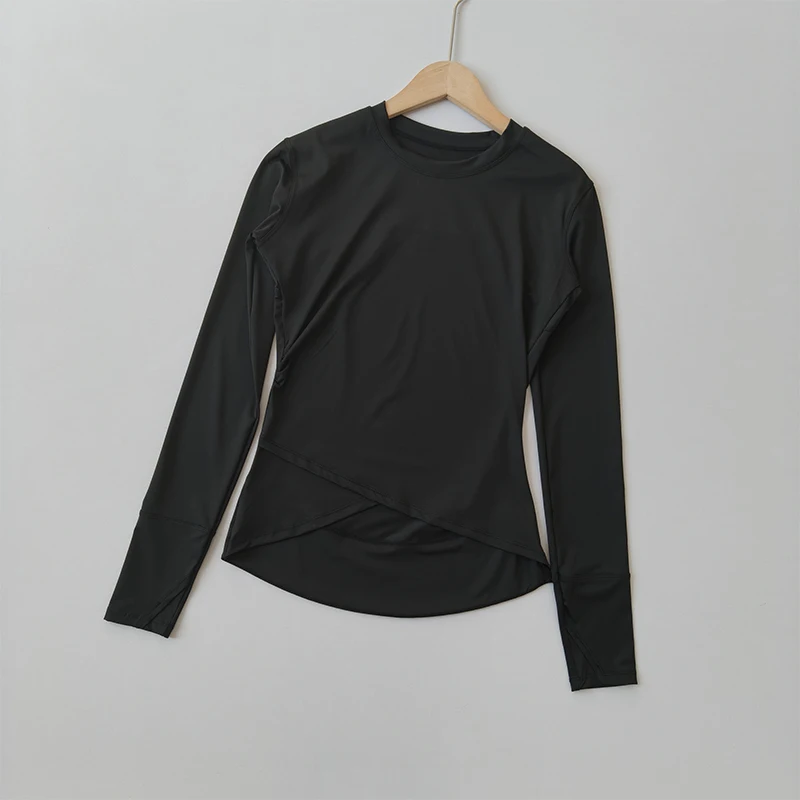 Schlanke Yoga-Bekleidung für Frauen Professionelle Trainings-Pilates-Fitness-Oberteile T-Shirts Outdoor-Lauf-Langarm-Sportbekleidung – Detail 7