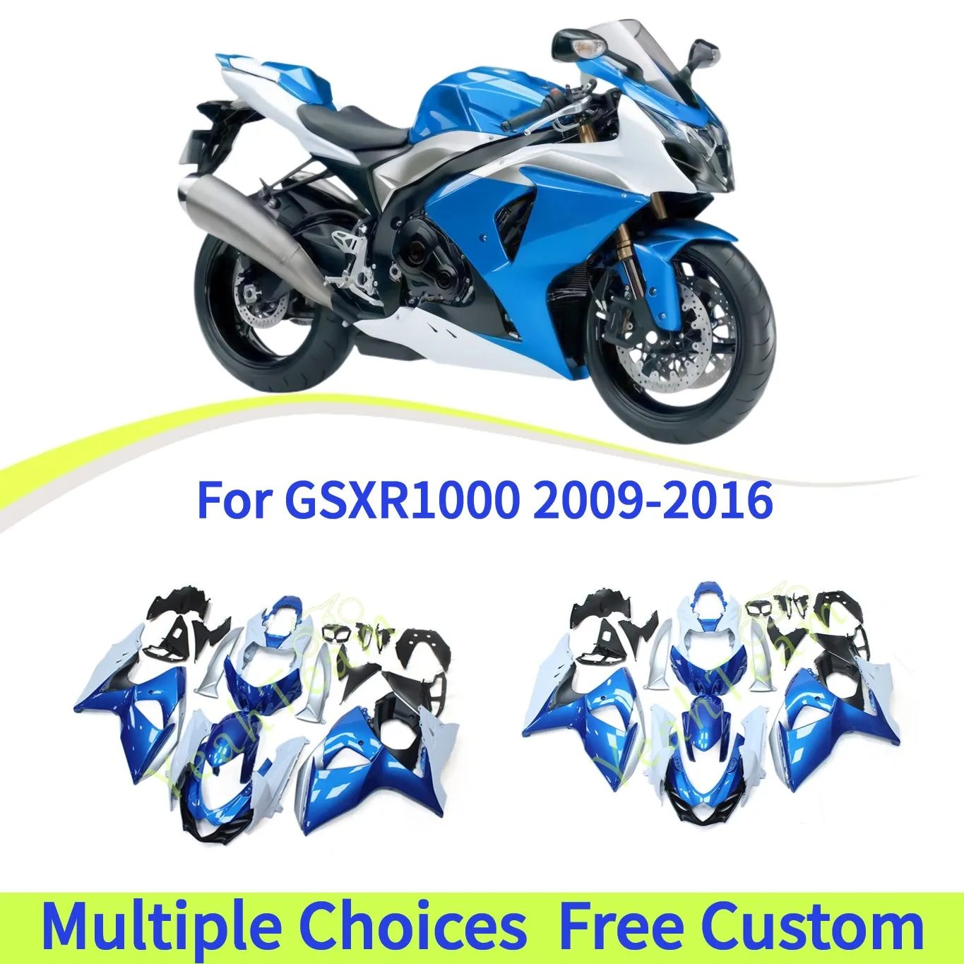 

Motorcycle Fairing Set For Suzuki GSX-R1000 2009-2016 2014 2015 GSX-R1000R K9 Accessories Injection Bodywork,blue white