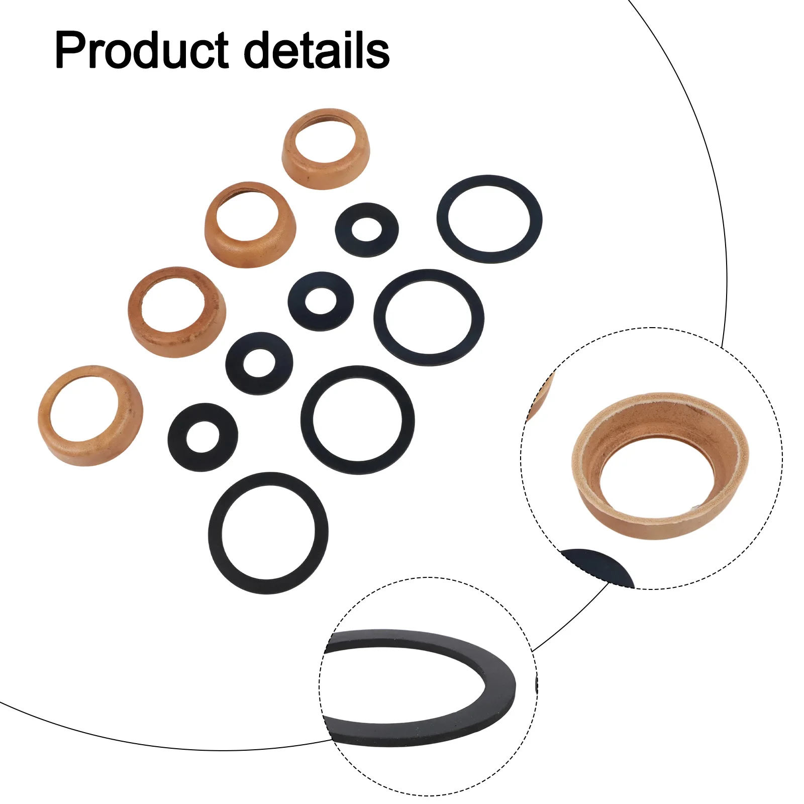 Leather Pump Seal Garden Pump Seal Brown And Black for Easy Installation Pump Seals Efficient Sealing Comprehensive Set Of Parts