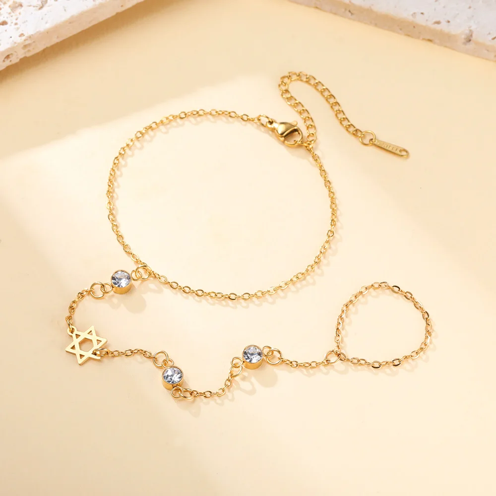 داوابارا نجمة داود وشاي سوار سلسلة اليد السداسية اليهودية حسن الحظ مجوهرات يهوديكا مجوهرات من صلب لا يصدأ