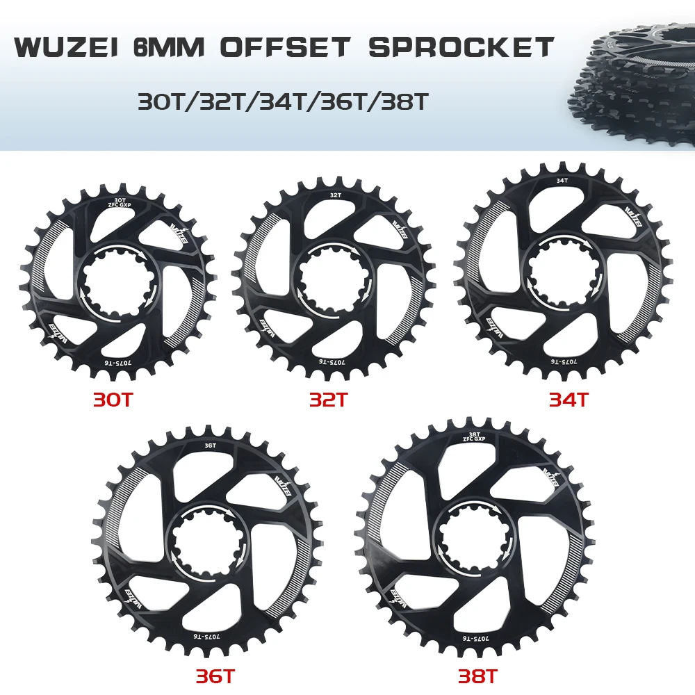 WUZEI 1/3/6mm Offset Bike MTB Mountain Bike Stars 30T/32T/34T/36T Crown Bicycle Chainring for Sram XX1 XO1 X1 GX XO Crankset