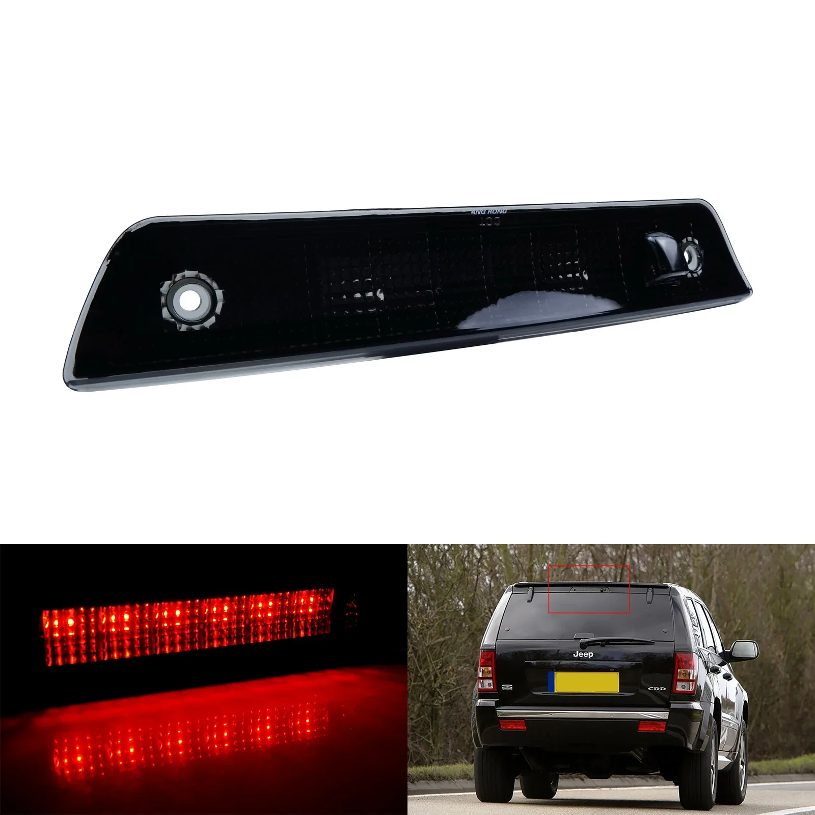

ANGRONG 1x LED Third High Level Brake Stop Light Smoked Black Lens Fit For Jeep Grand Cherokee MK III 2005-2010