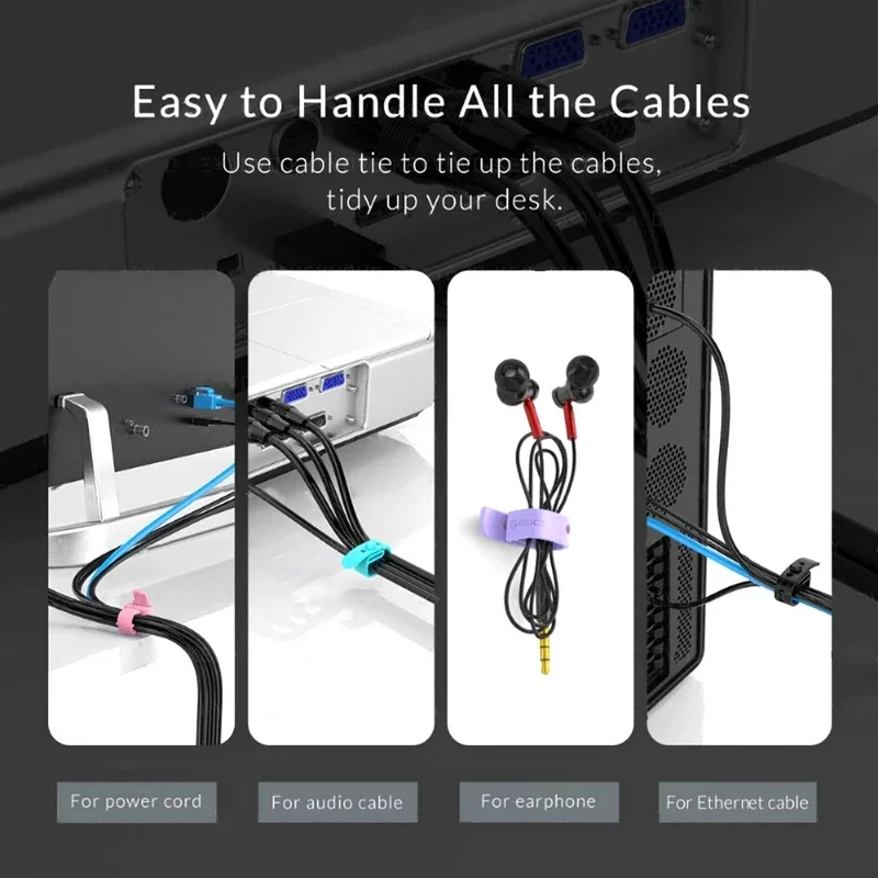 4/12/20PCS Cable Organizer Ties Clip Charger Cord Management Silicone Wire Manager Mouse Earphone Holder Data Line Winder Straps