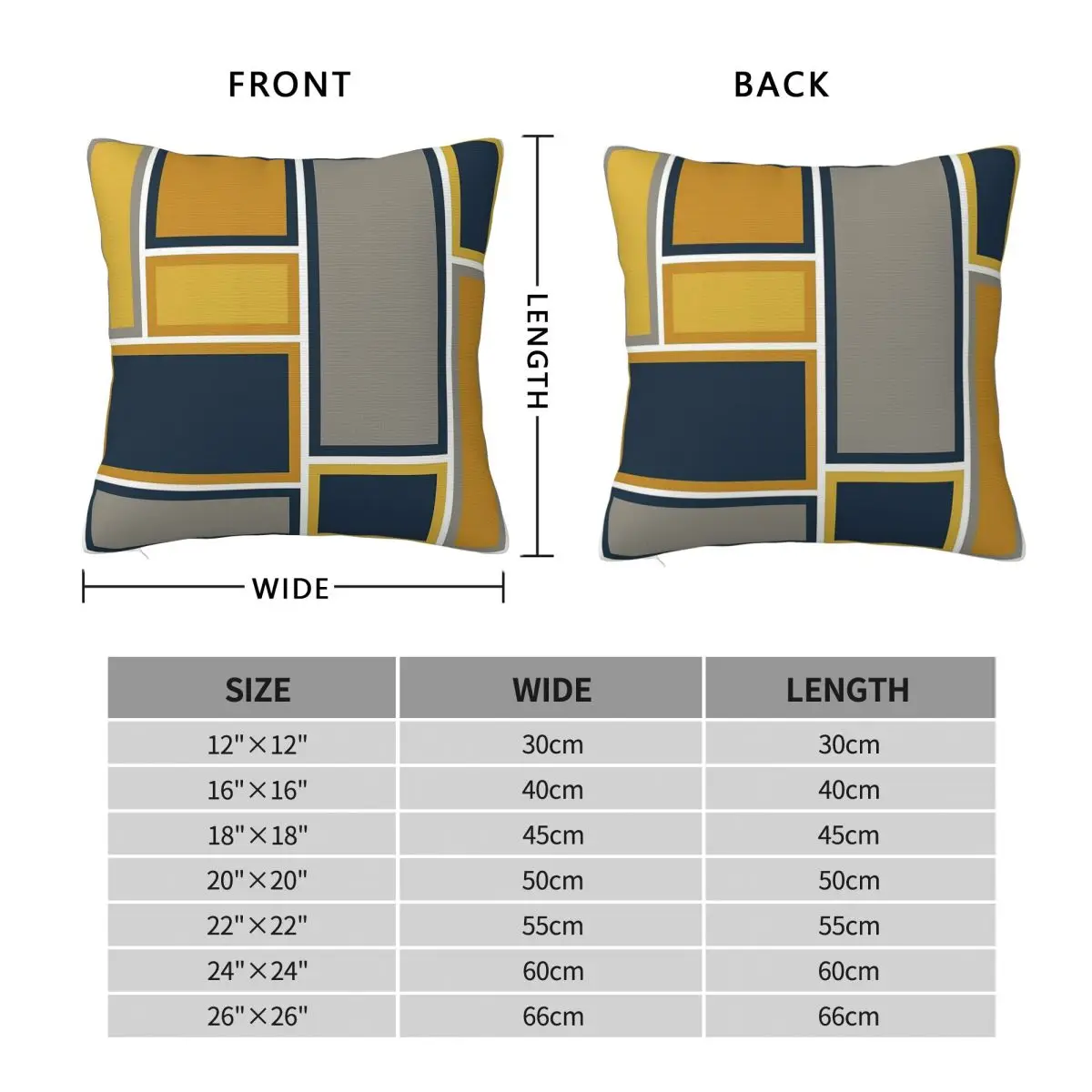 Geometric Navy Blue Mustard Grey Square Pillowcase Polyester Linen Velvet Pattern Decor Throw Pillow Case Home Cushion Cover 18