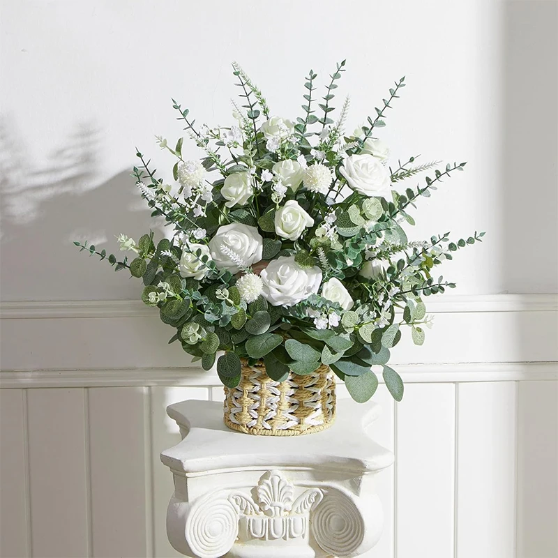 5/10 قطعة باقة نباتات الأوكالبتوس الاصطناعية الزهور وهمية للمنزل ديكور حديقة الزفاف الديكور في الهواء الطلق الجدول زهرية حلية