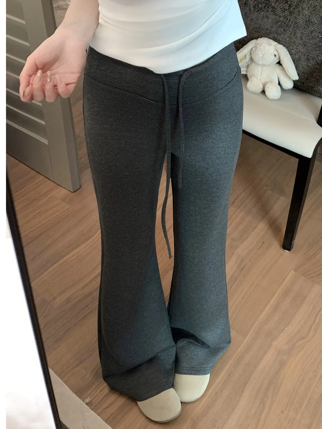 

Брюки-клеш с низкой талией и эластичным поясом на шнурке, в корейском стиле, женские, модные, летние, однотонные, для повседневной носки