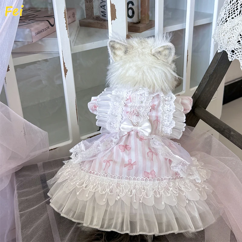 

2025 Princess Tulle Dress for Yorkie & Corgi - Pink Glitter Dog Coat with Non-Slip Bow, Handmade Cotton Small-Medium Dog Clothes