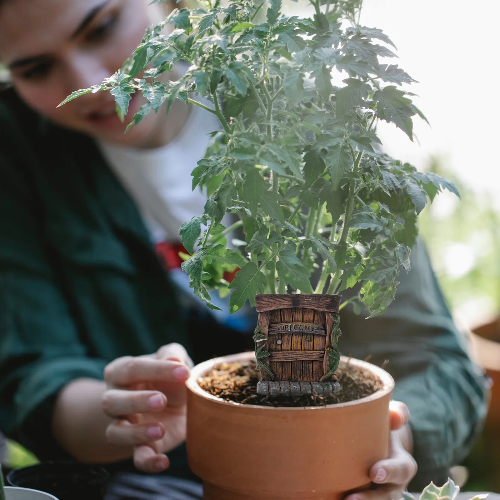 

5Pcs Resin Miniature Gate Decoration Durable Bright Colors Micro Landscape Garden Pot Desktop Ornament Resin Gate Ornament