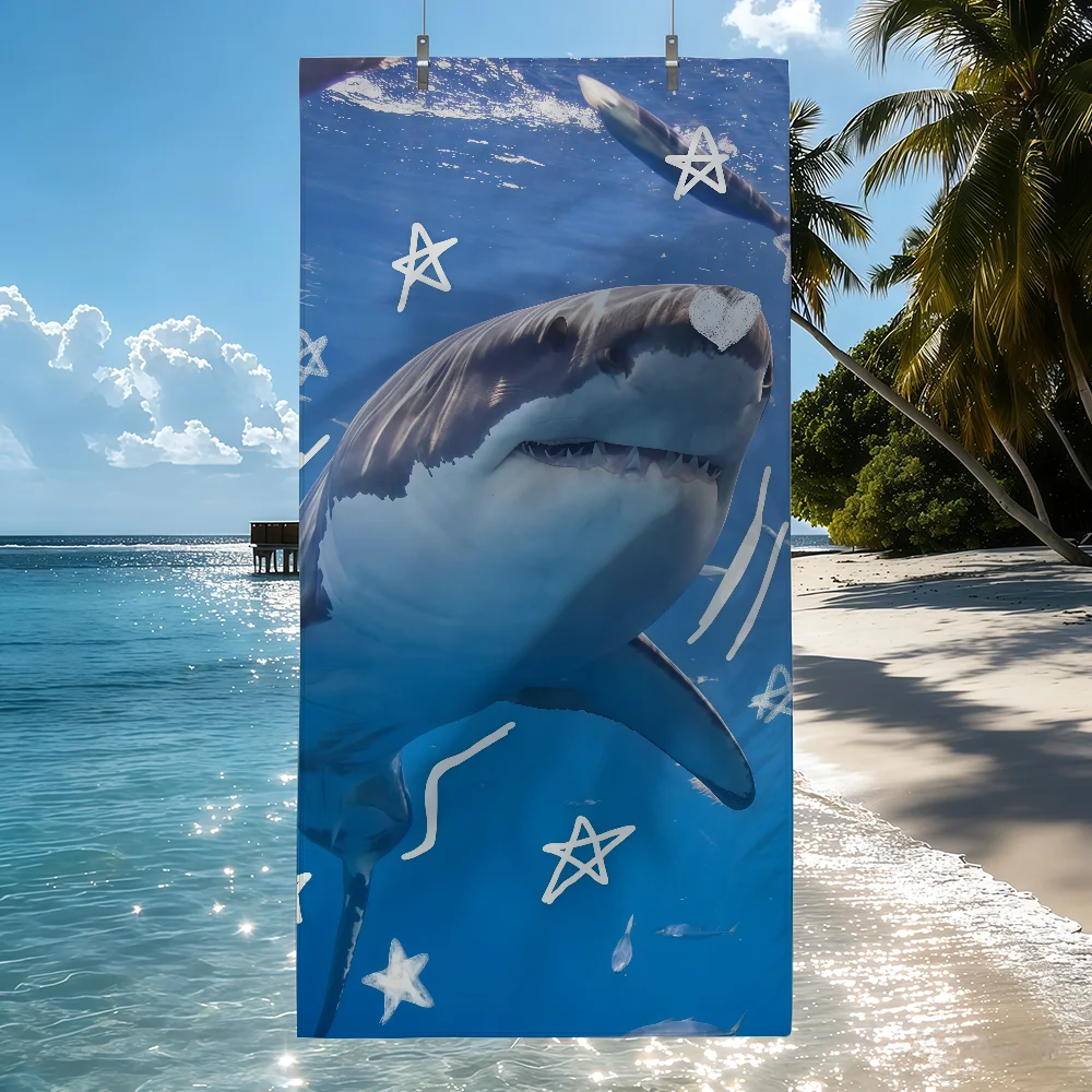 Shark Exploring the Sea Towel Quick Drying Beach Towels Are Suitable For Swimming Pools Camping Yoga And The Gym
