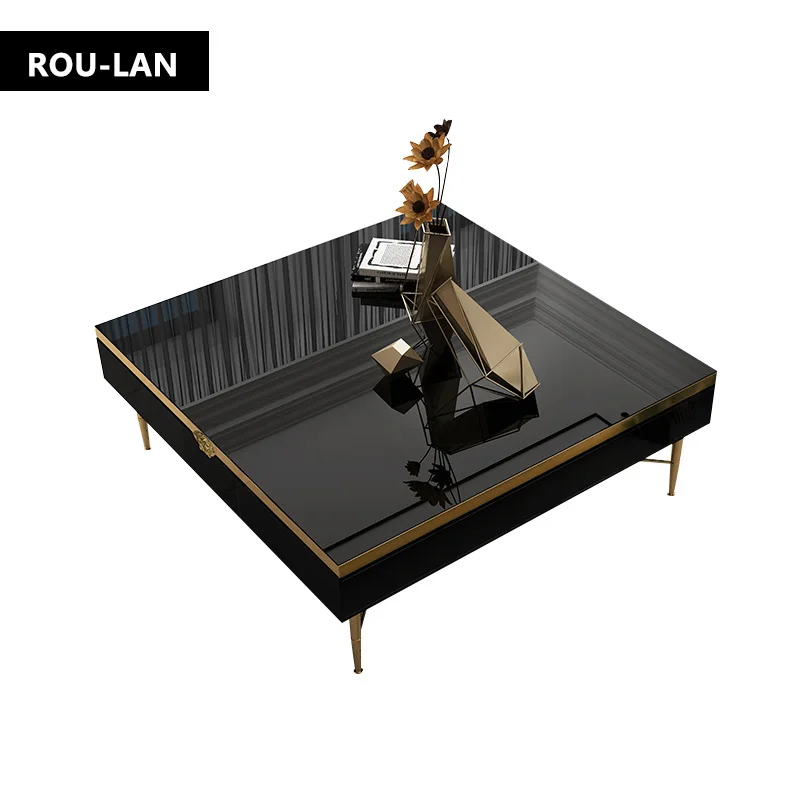 Modern Morocco New Classical Postmodern Square Stainless Steel Coffee Table Tea Table for Living Room