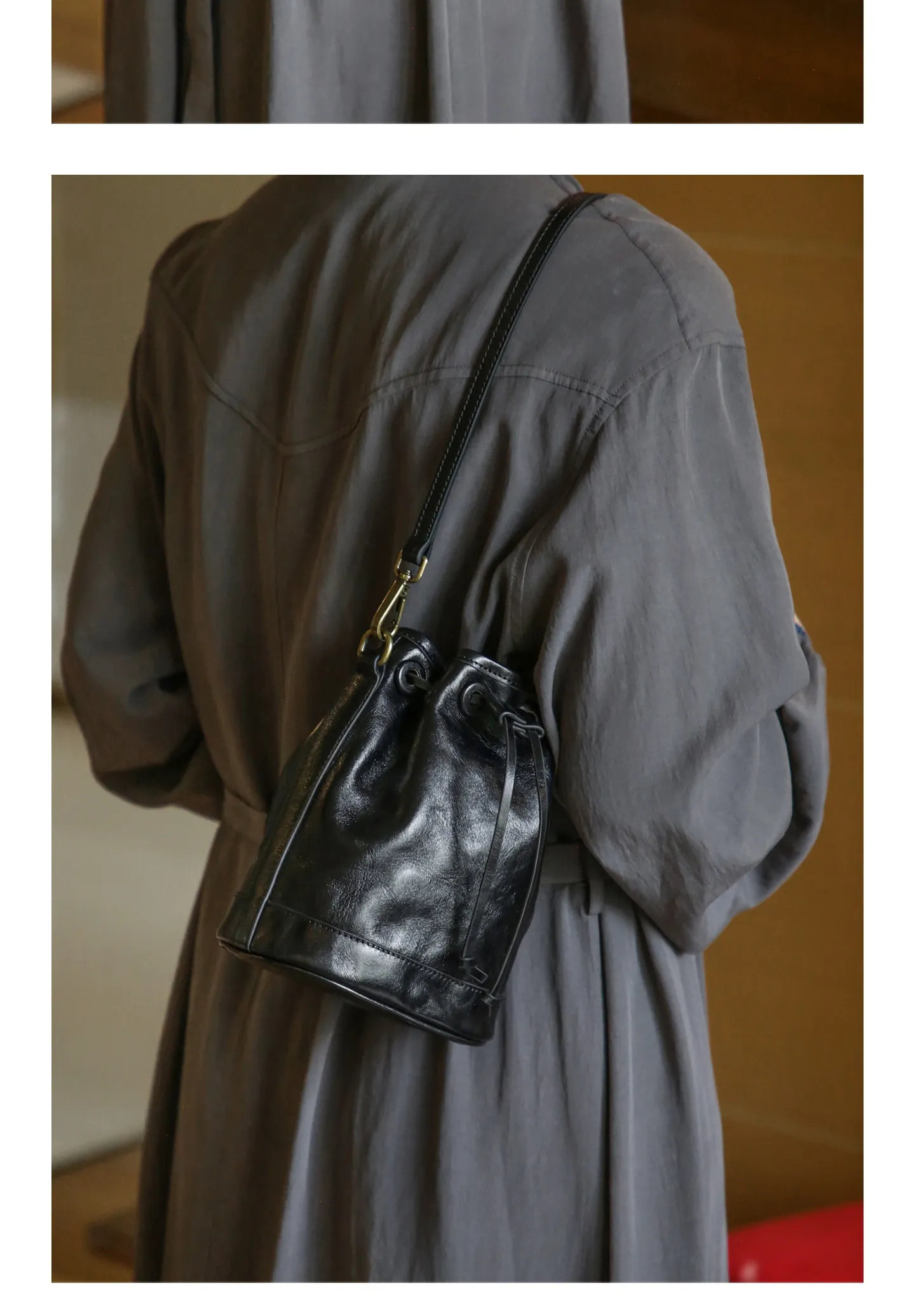 Handgefertigte Damenhandtasche aus pflanzlich gegerbtem Leder, lässige Designer-Umhängetasche aus echtem Leder, multifunktionale Schulter- und Crossbody-Tasche. – Detail 16