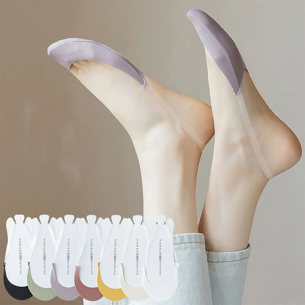 

Простые модные дышащие удобные однотонные женские носки на слинге на подошве, шелковые носки из ледяного шелка, полулодочки, носки, тапочки