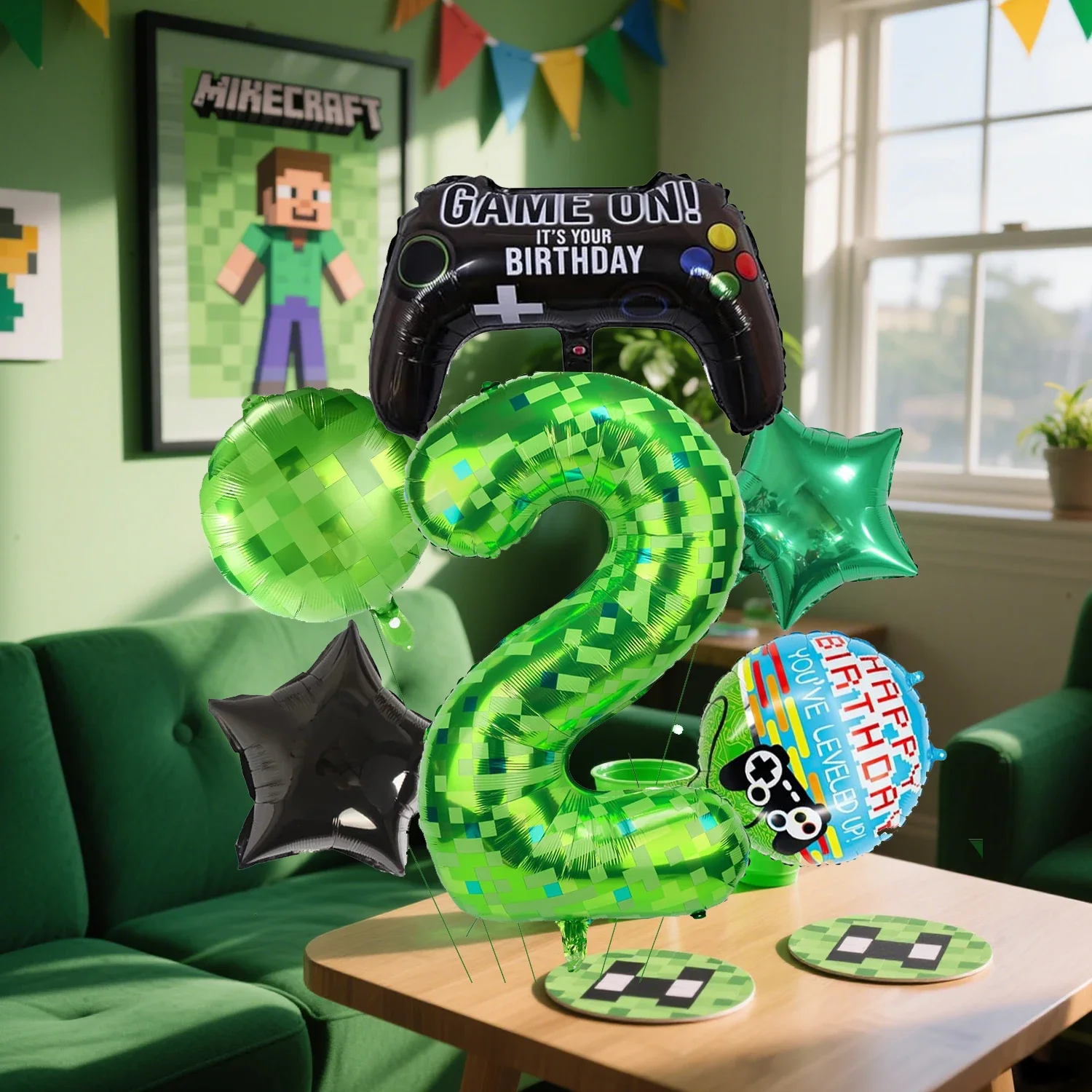 7 قطعة لعبة غمبد موضوع بالون عيد ميلاد مجموعة 40 بوصة بالون رقمي 0-9 لعبة وحدة التحكم على شكل بالون حفلة عيد ميلاد الديكور #2