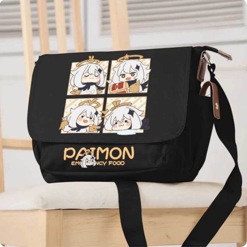 Bolso escolar de Anime Genshin Impact Paimon, moda de ocio, adolescentes, bolso de mensajero para estudiantes