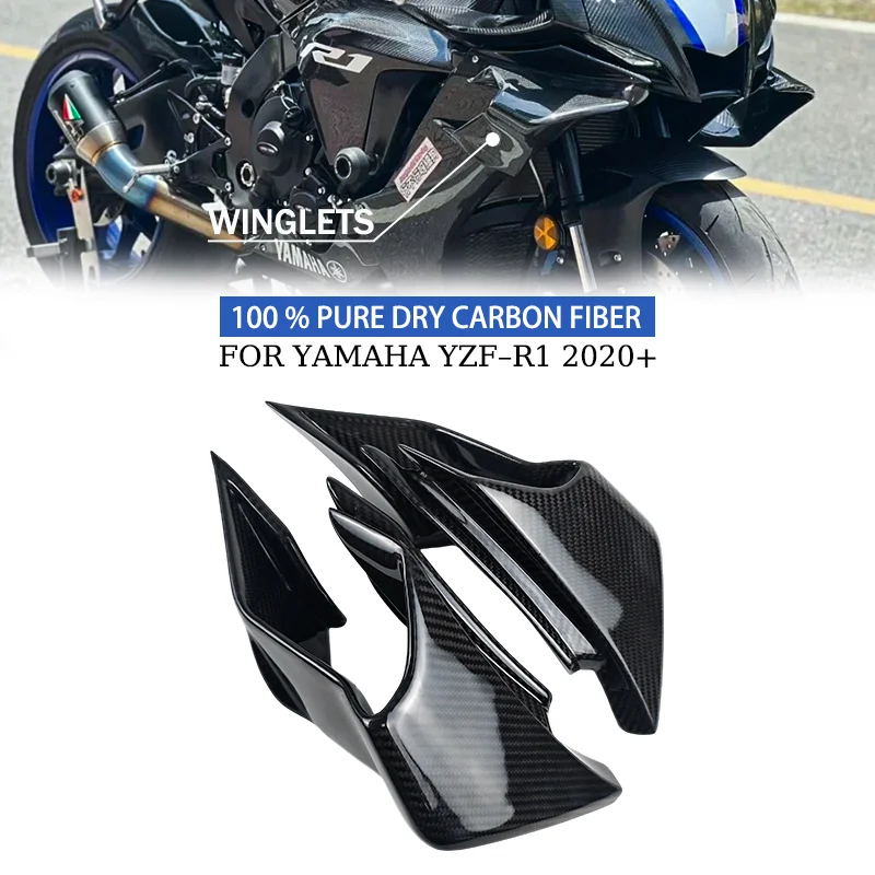 

ДЛЯ YAMAHA YZF-R1 R1M 2020-2025 настоящий углеродное сухое углеродное волокно аксессуар для мотоцикла Winglets комплект обтекателя с фиксированным ветровым крылом
