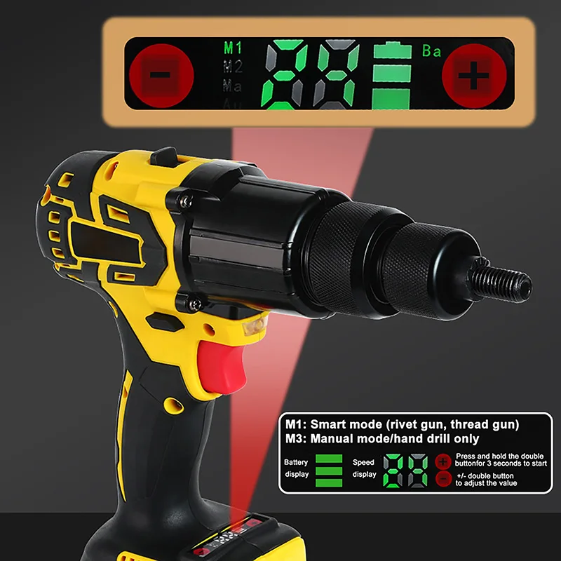 

Electric Rivet Gun Brushless Motor Fully Automatic Lithium Battery 2.4~4.8mm Rivet Gun Rechargeable Intelligent Electric Nut Gun