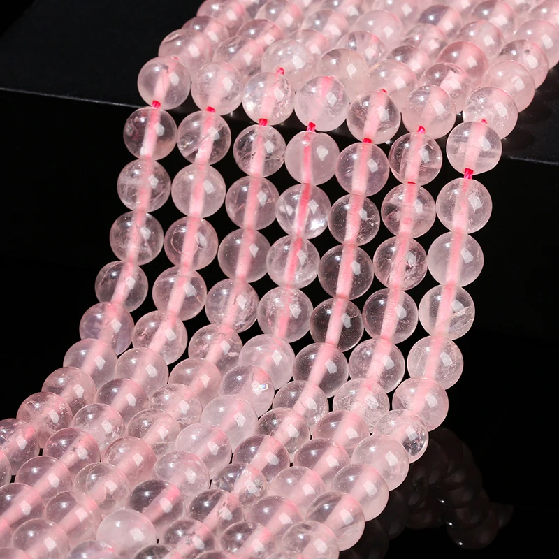 Natural stone beads Pink Crystal 4/6/8/10/12mm Round Ball loose beads for Jewelry Making Necklace DIY Bracelets Accessories