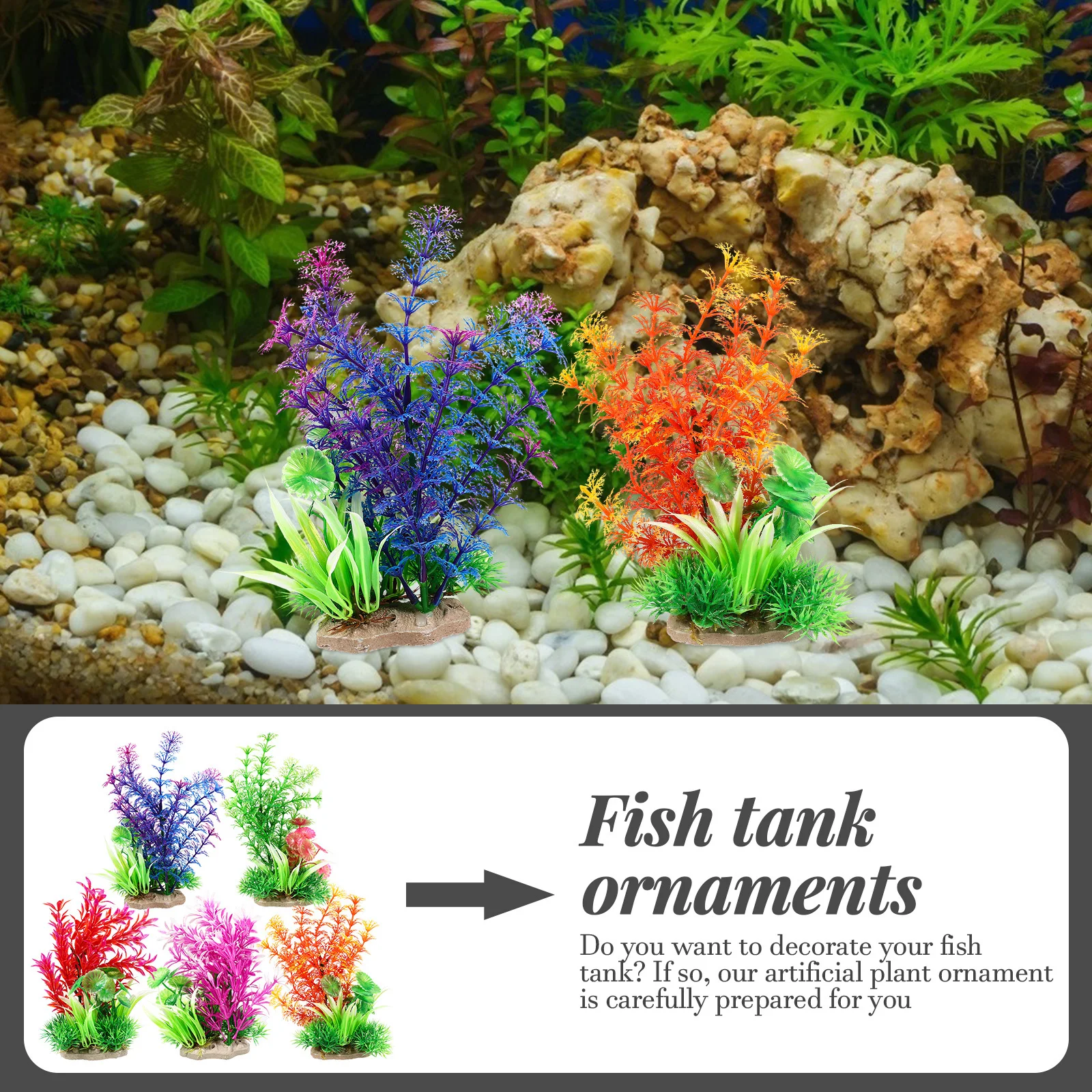 

5Pcs Safe Resin Aquarium Aquatic Plant Decor Fish Tank Fake Grass Aquarium Landscape Prop Fish Tank Decorations