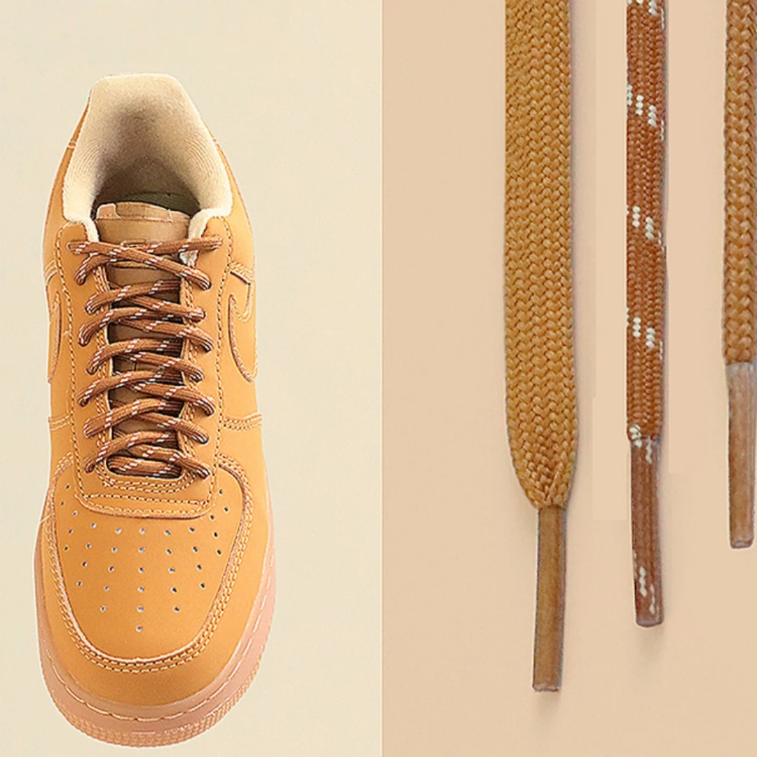 

3 пары плоских круглых шнурков AF1, пшенично-коричневые осенние сменные шнурки для спорта, баскетбола, высокие парусиновые кроссовки