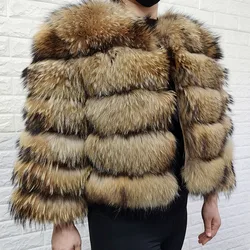 Plus Size Outwears Clothing 2024 Real Raccoon Fur Coat Women Natural Leather Curve coat winter jackets outerwears Female Vest