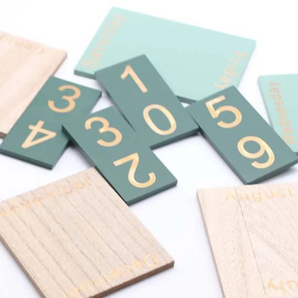Creative Aesthetic Wooden Perpetual Calendar Cactus Manual Desk Calendar Ornament Pineapple Reusable Date Display Ornament Study
