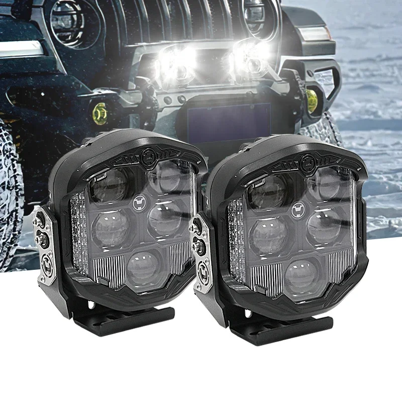 Led Driving Light 95W 7Inch Car Vehicle Led Work Light With Side Shooter Beam LED Off Road With Laser Light