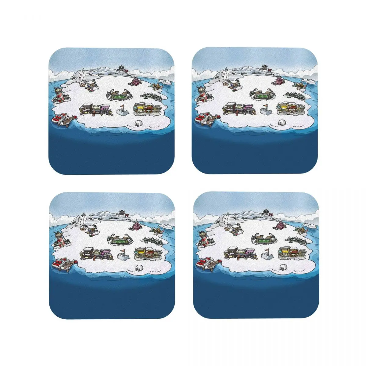 Club Penguin M Coasters - Posavasos para café, tazas, manteles individuales, utensilios de mesa para el hogar, cocina, comedor, bar