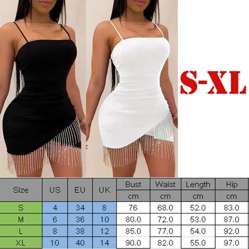 Sexy Spaghetti Strap Tassel Slim Fashion Bandage Bodycon Evening Party Club Wear Short Mini Dress Summer