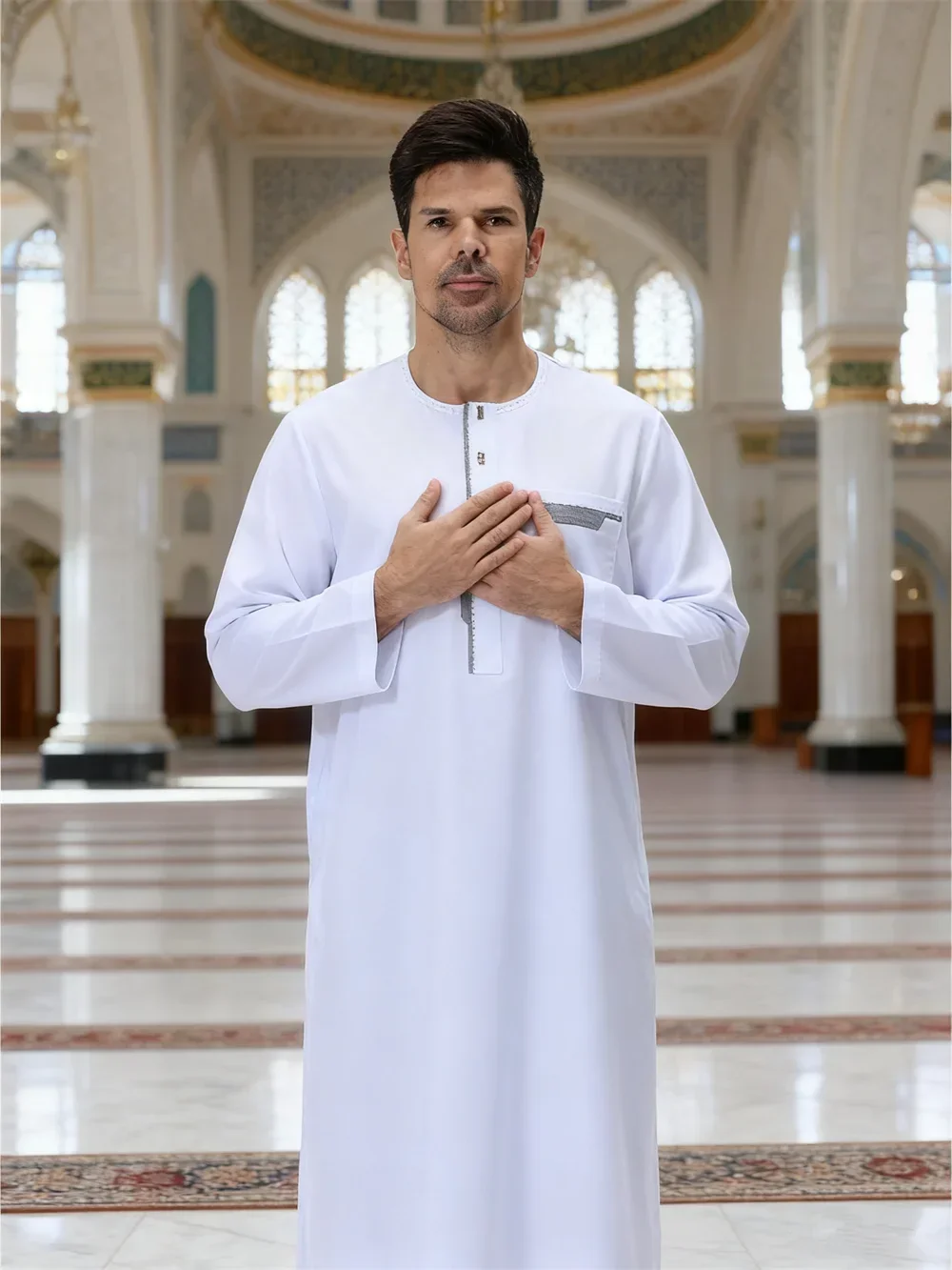 

Eid Jubba Thobe Mens Muslim Robe Abaya Male Arabic Kaftan Saudi Dress Men Islam Clothing Ramadan Daffah Dishdasha Turkey Caftan