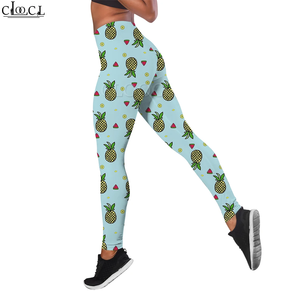 

CLOOCL Leggings Women Cartoon Pineapple Print Seamless Fitness Trousers Scrunch Butt Sexy Yoga Running Sport Tight Pants