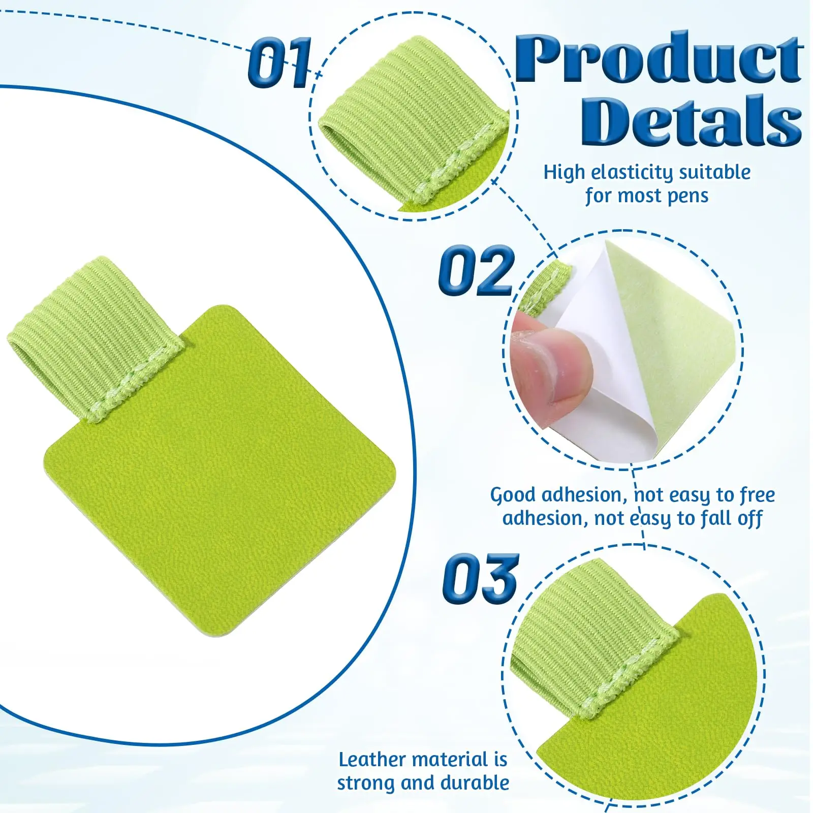 Self-adhesive PU Leather Pen Loop Holder | Strong Adhesive Pen Clip with Elastic Loop for Notebooks, Journals & Planners
