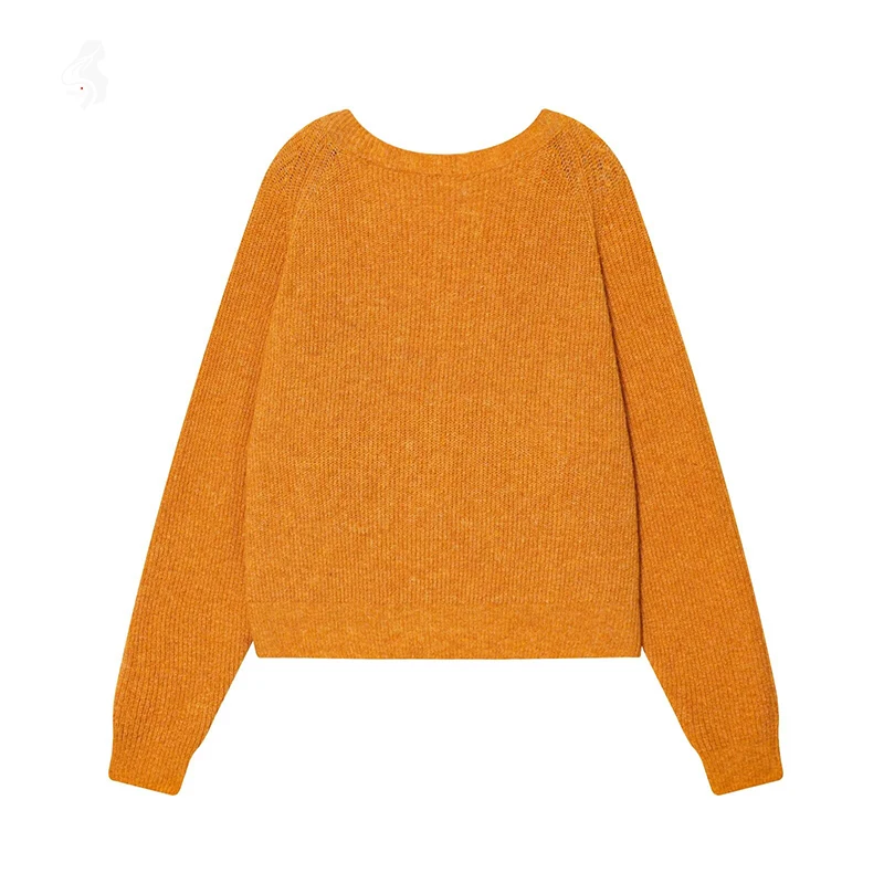 

2025 Winter New Women's Fashion, Backless Twist Front 3D Cropped Knit Sweater with Loose Hem & Cuffs.