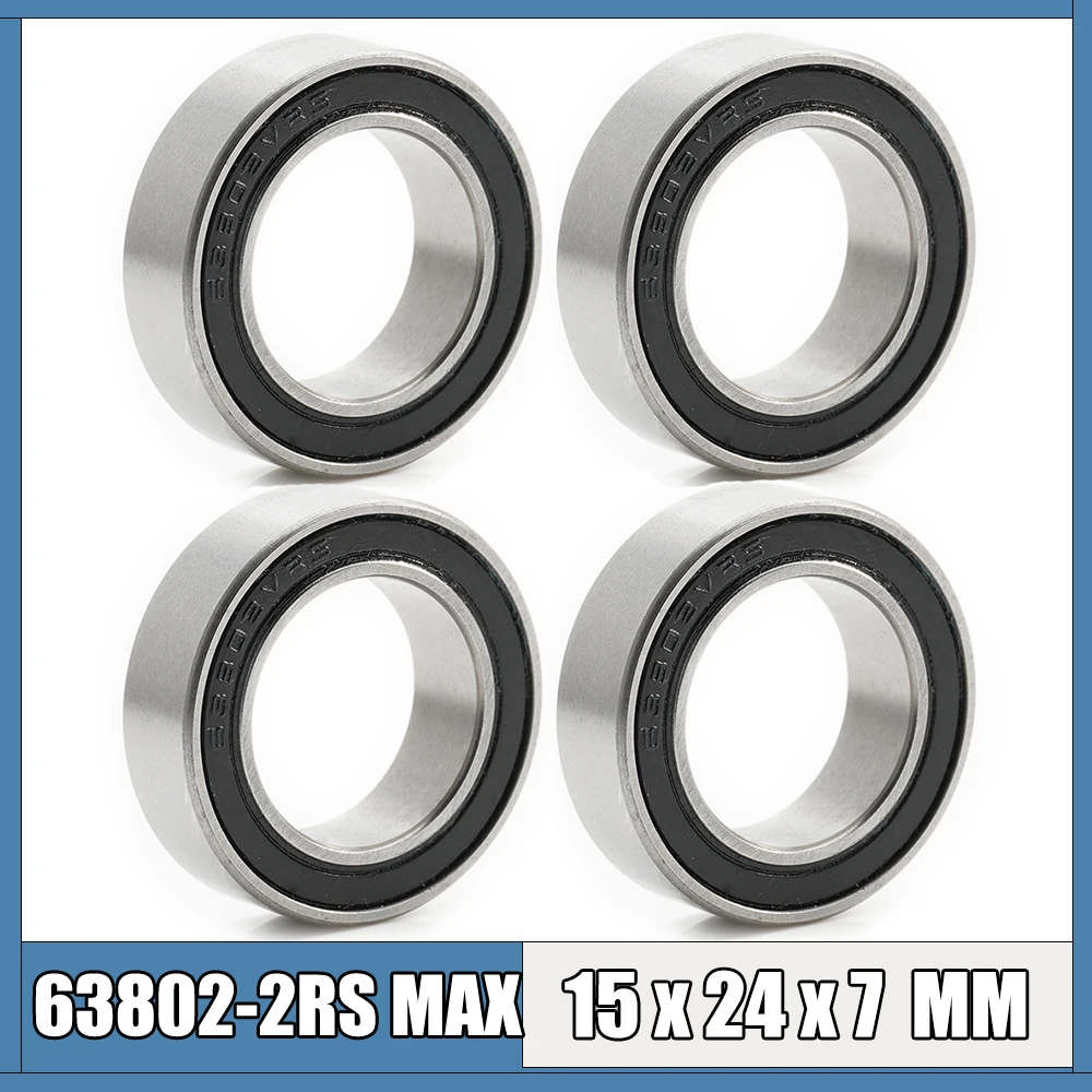 63802 2RSV MAX Bearing 15*24*7 mm 4Pcs C2 Single Row Full Balls Bicycle Frame Pivot Ball Bearings 63802-2RS 63802LUU