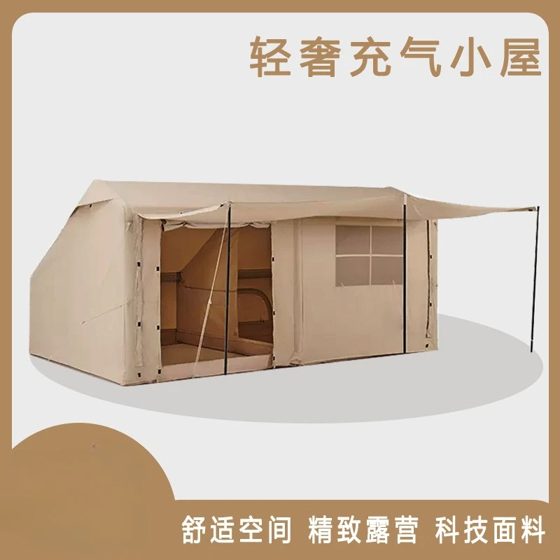 

Outdoor camping tent inflatable tent hut one bedroom and one living room camping warm thickened foldable cold proof