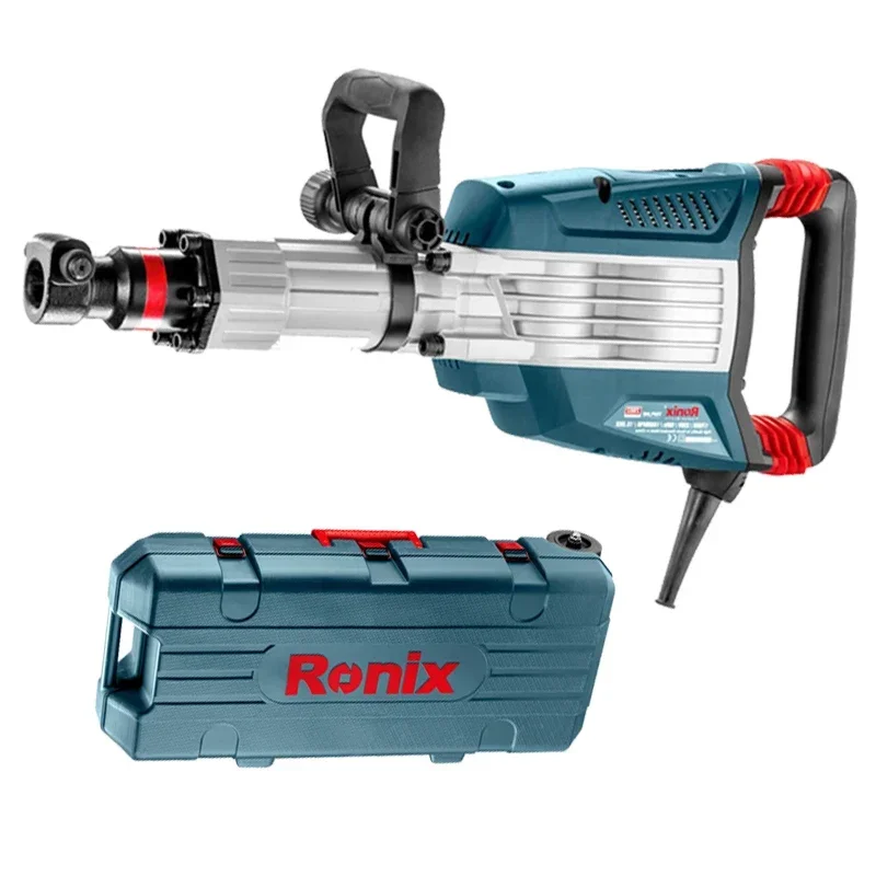 Ronix 1750W Broca de demolição 2802 Jack Hammer Disjuntor de concreto Martelo rotativo com broca de cinzel com estojo rígido de transporte