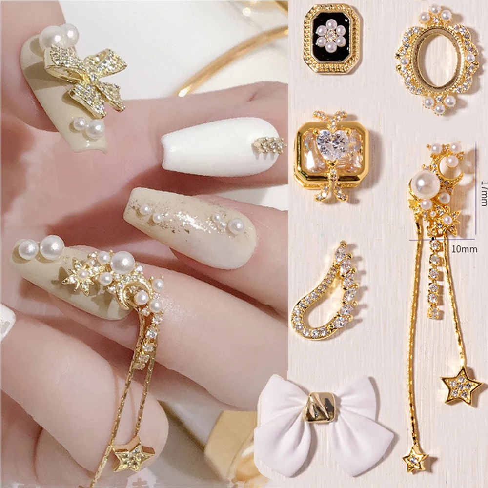 DIY Luxury Bow Knot Wing Charms ดอกไม้ตกแต่งเล็บ 3D เล็บ Rhinestones เล็บเครื่องมือเครื่องประดับเล็บ