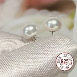 Delicate Freshwater Pearl Stud Earrings 925 Sterling Silver Women's Pearl Jewelry Gift for Wedding Anniversary New Year