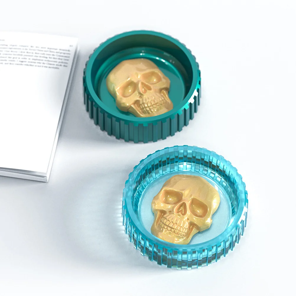 

Skull Head Storage Box Mold for DIY Resin Ashtray Silicone Round Halloween Craft Reusable Non Stick Epoxy Resin Molds Jewelry