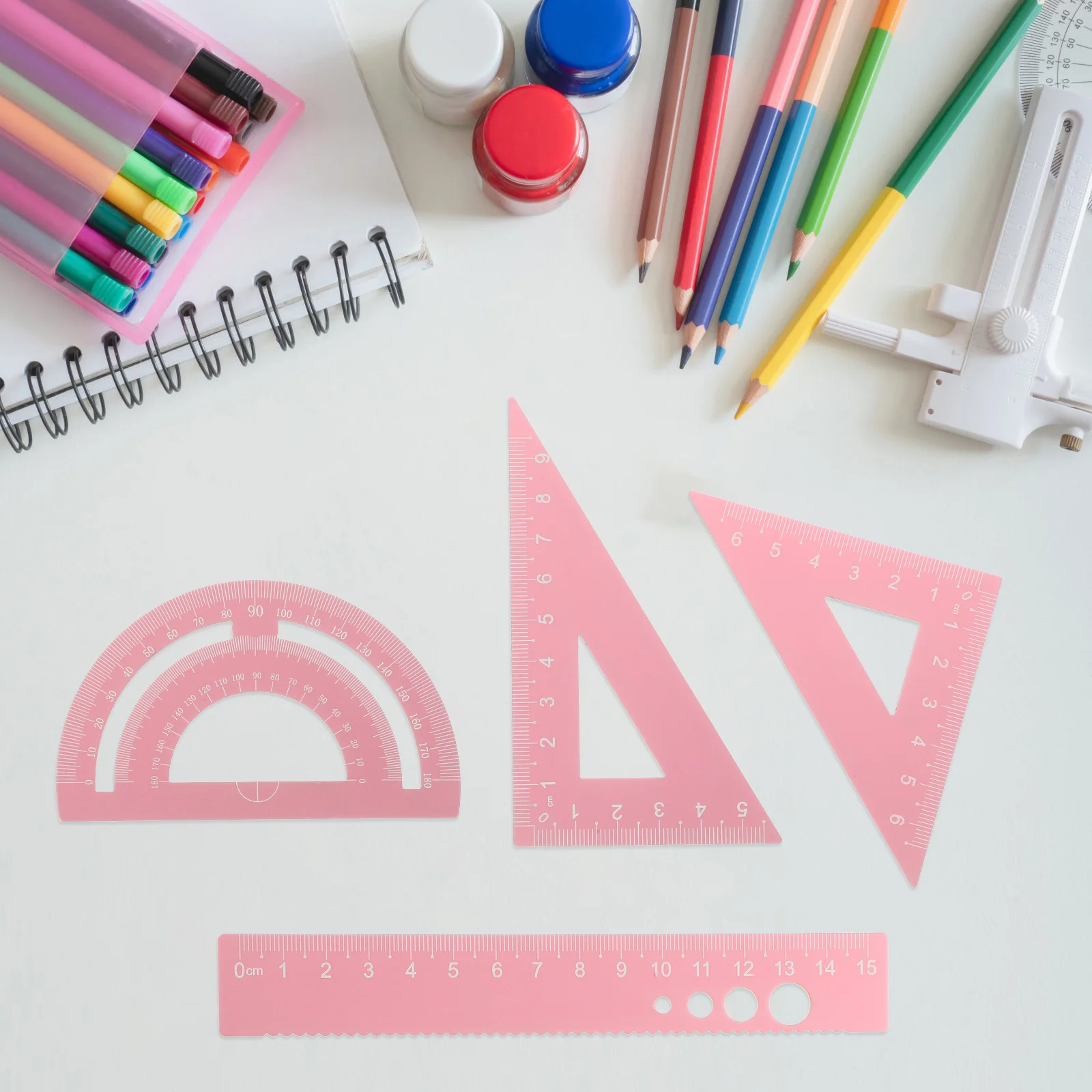 Strumenti per il disegno del righello Disegno per bambini Cancelleria Goniometro Semplice aula Geometria Metallo Kit multifunzionale Ufficio per studenti