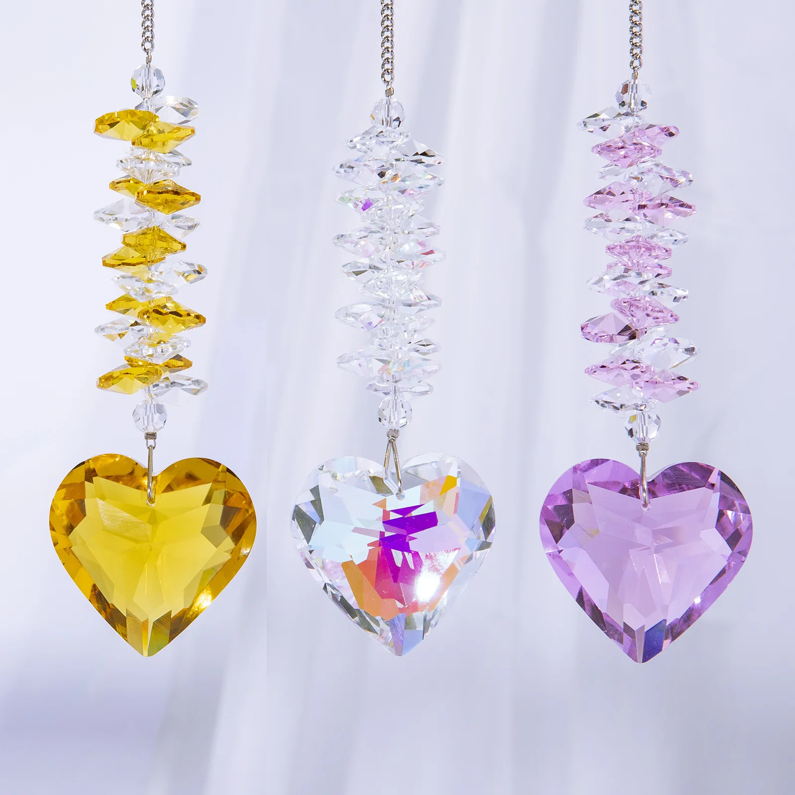 1 Piece Clear Heart Crystal Prism Ball Pendant Home Window Decoration Suncatcher Valentine's Day Wedding Party Holiday Favours