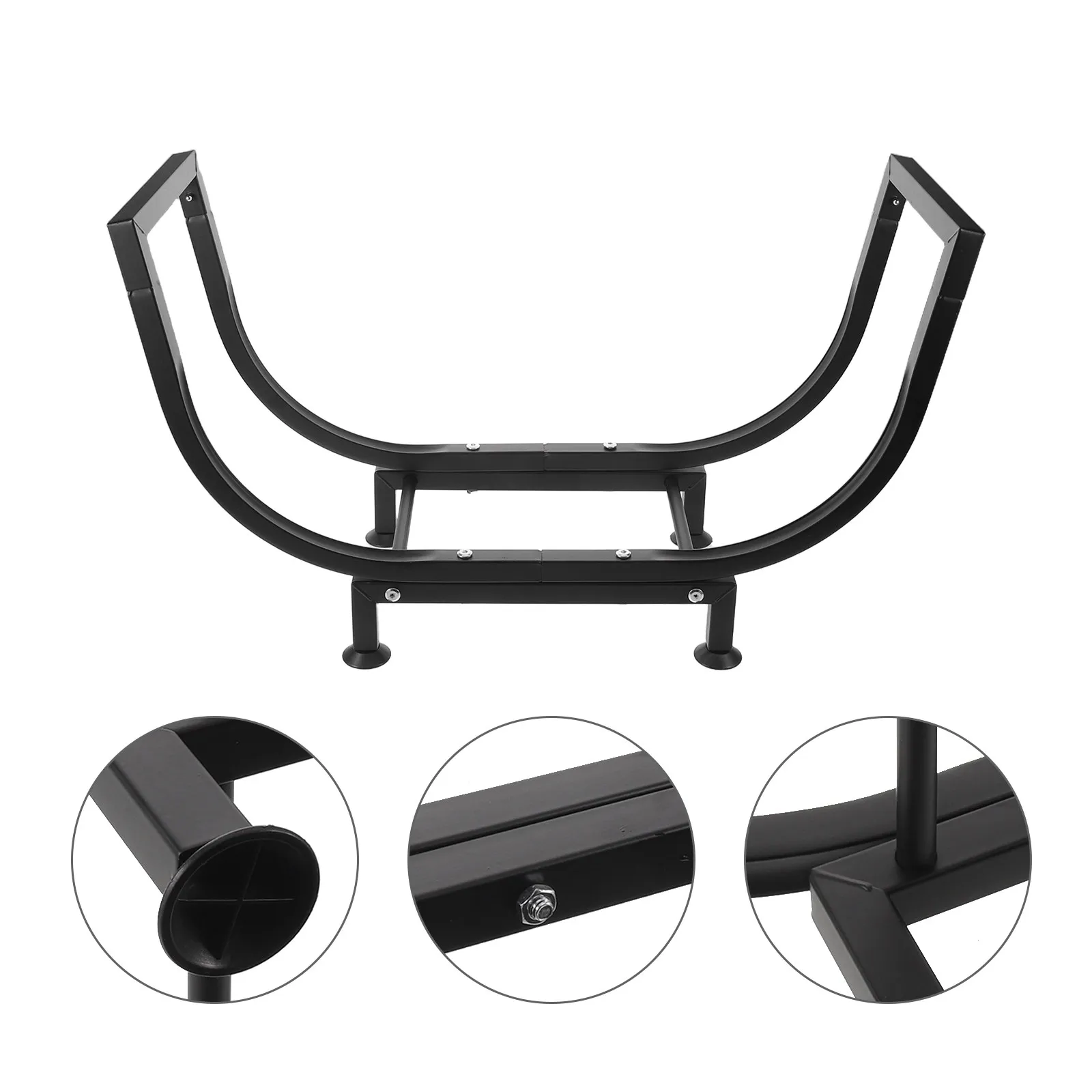 Firewood Storage Rack Black Curved Carbon Steel Firewood Holder Stable Indoor Outdoor Fireplace Log Rack Patio Backyard Garden