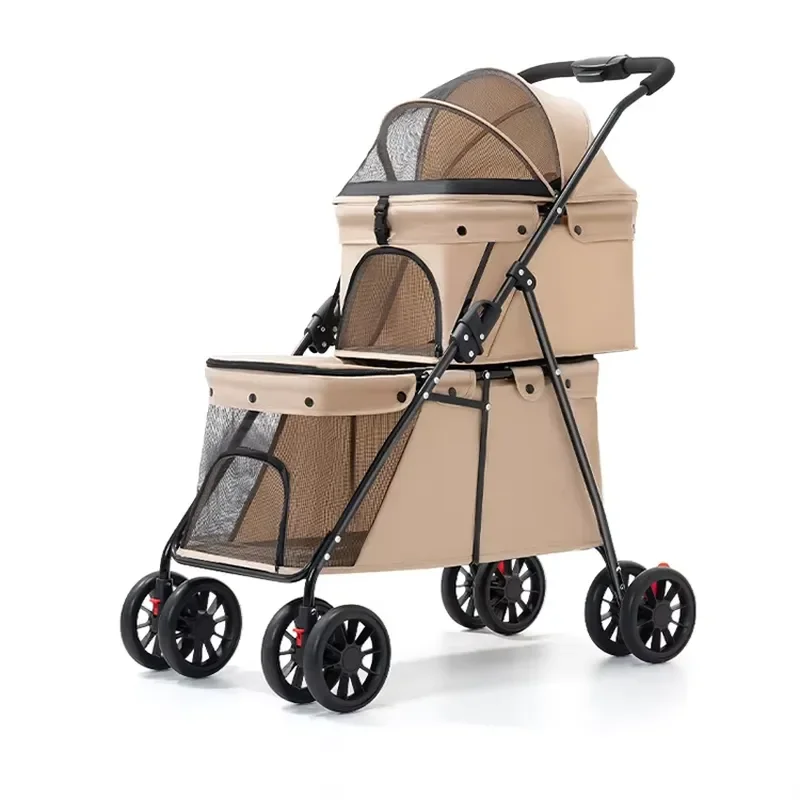 Wholesale Cheap High Quality Foldable Waterproof Twin Double Pet Stroller for Two Dogs and Cats 4 Wheels