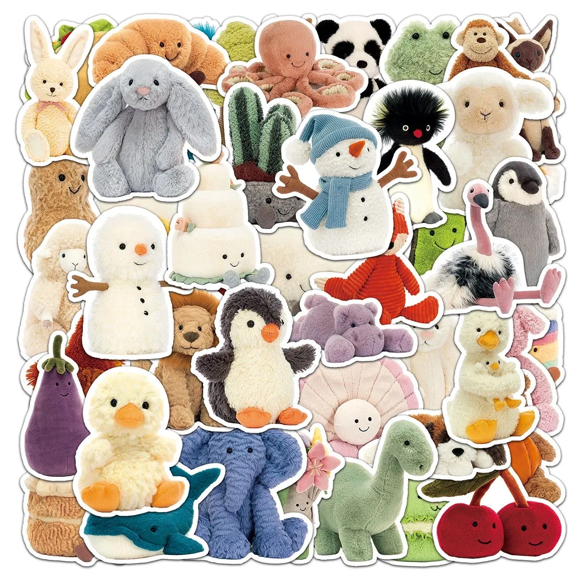 51PCS/Pack  Kawaii Jellycat Stickers Decals For Phone Laptop Suitcase Notebook Skateboard Waterproof Stickers