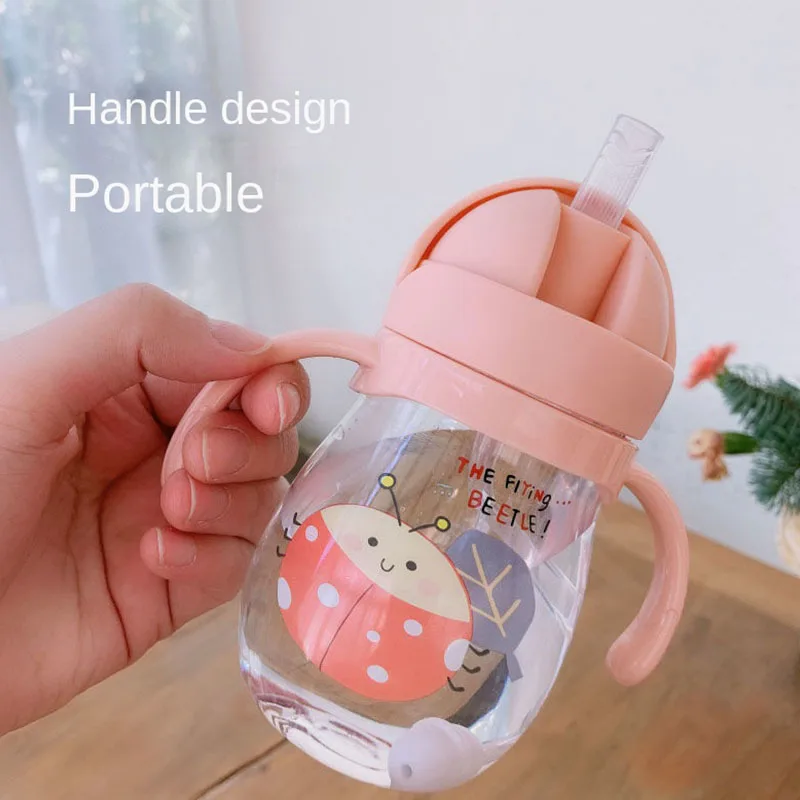 350ml Baby Bottles Drinking Cup Feeding Bottle With Straw Gravity Ball Wide-Caliber Kids Drinking Milk Water Dual-Use Bottle image 2