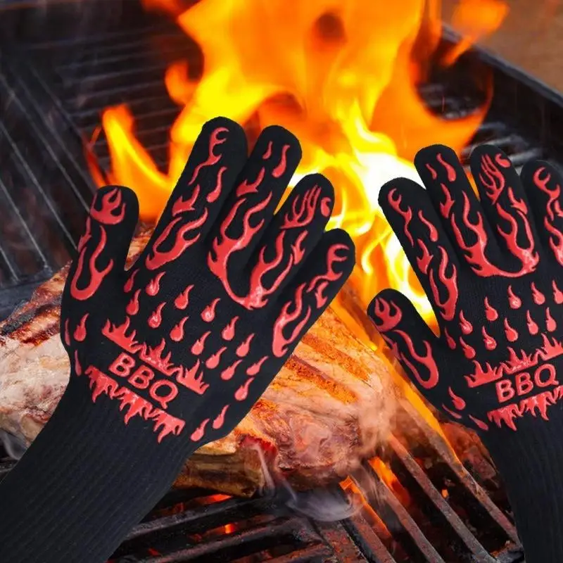 Picture 5: BBQ Gloves Non Slip Silicone Oven Gloves Fireproof Heat Resistant Cut Resistant Mitts Kitchen Gloves For Cooking