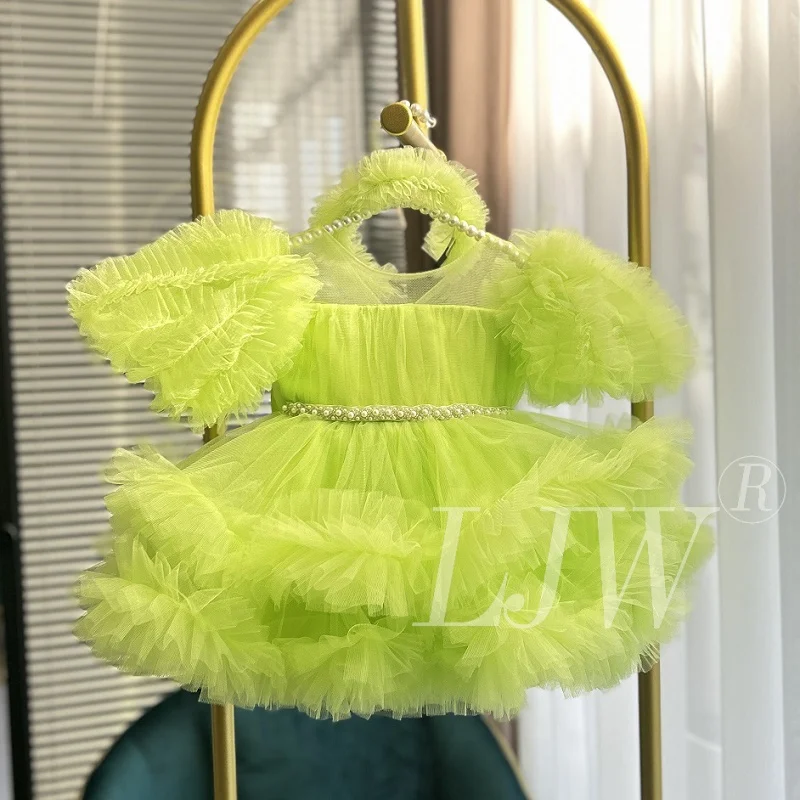 Girls puff sleeve princess dress 1-12 years old big bow cake dress birthday party host catwalk high-end performance costume
