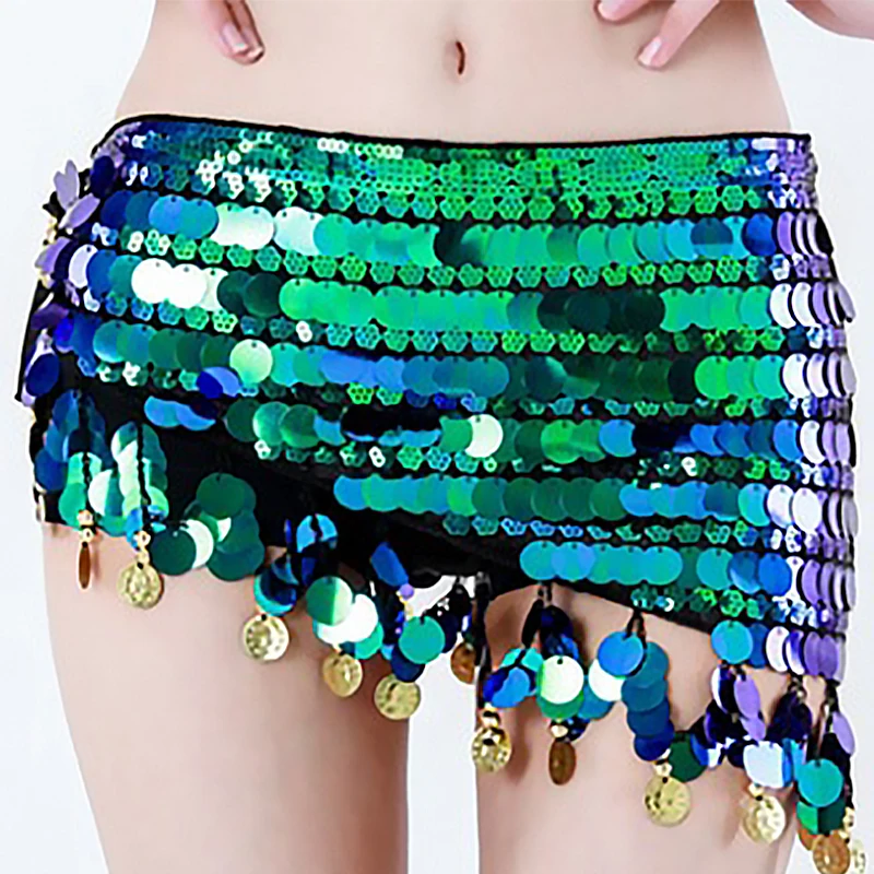 벨리댄스 의상 섹시 힙 스카프 물고기 비늘 태슬 벨리댄스 레슨복