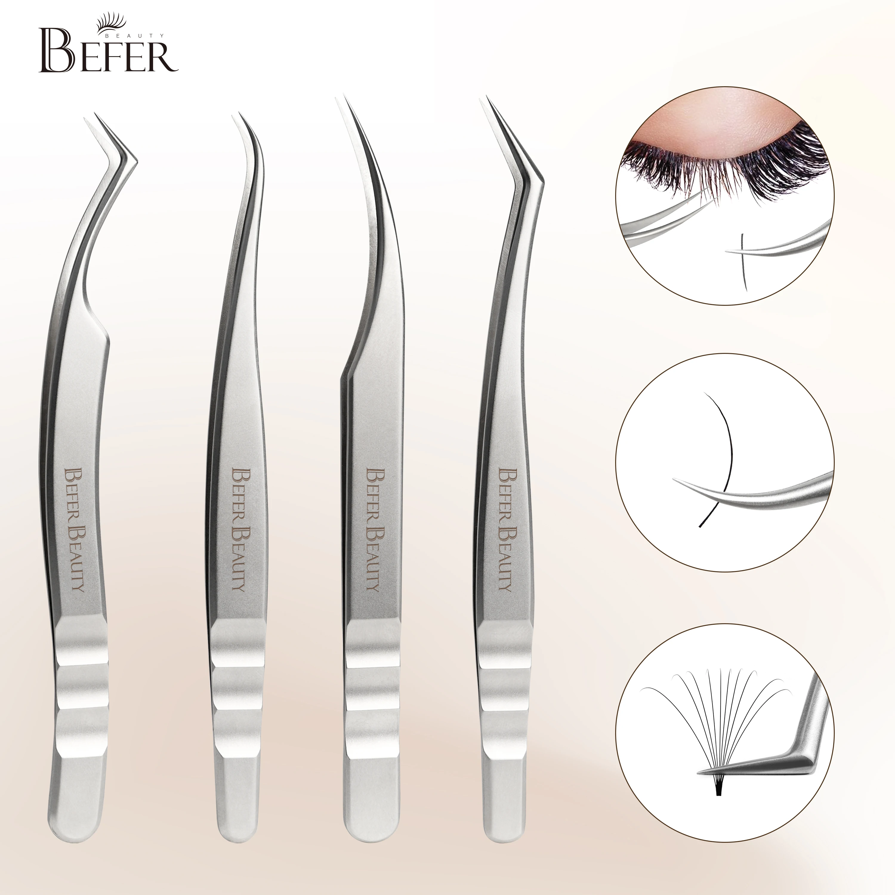 

BEFER High Precision Tweezers Eyelash Extraction Tweezers Anti-Static Stainless Steel Tweezer Professional lashes Makeup ToolKit