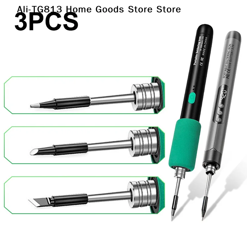 [TG813]3Pcs Soldering Iron Tip USB Soldering Iron Tip 5V Battery Soldering Iron Tip Soldering Rework Accessories