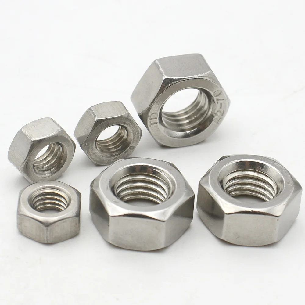 304 Stainless Steel 1/2/5/10/20/25/50 pcs M1 M1.2 M1.4 M1.6 M2 M2.5 M3 M3.5 M4 M5 M6 M8 M10-M36  Hex Hexagon Nuts DIN934 Metric